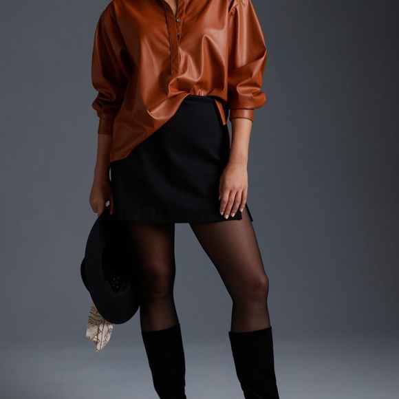 By Anthropologie Faux Leather shirt - Picture 2 of 6